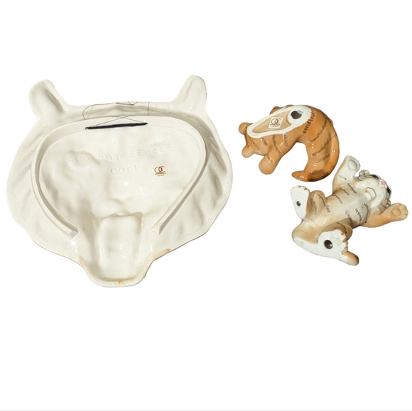 Vintage 90's OCI Omnibus Fitz & Floyd Japanese Ecology Series #1 Trio of Tigers - Picture 7 of 8